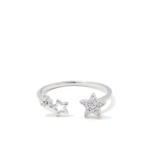 New Silver Tone Double Star Ring (SZ 6)